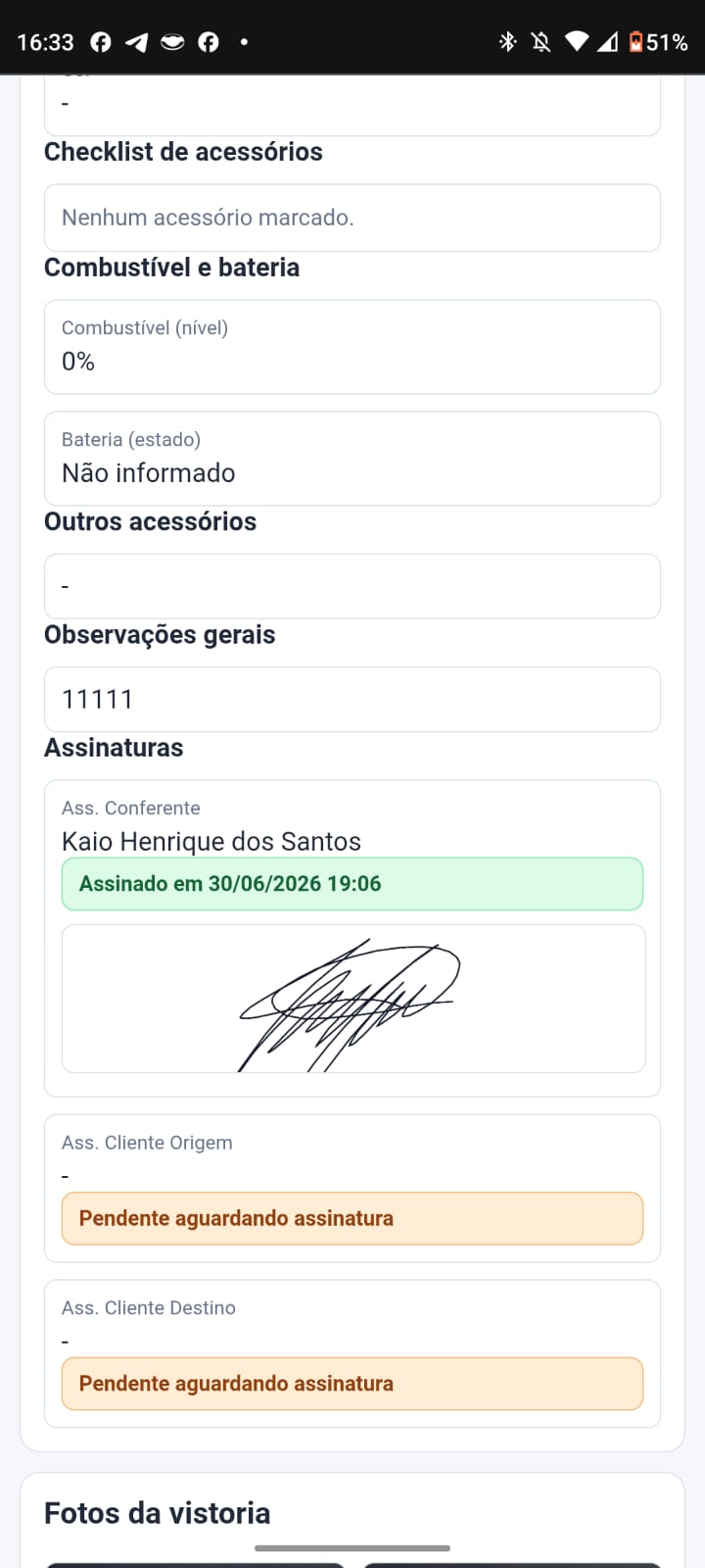 Checklist e assinatura digital